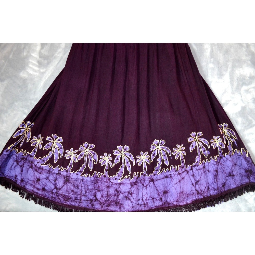 Advance Apparels Women's Sleeveless Deep Purple Dress Floral Embroidered Free Sz - Picture 8 of 13